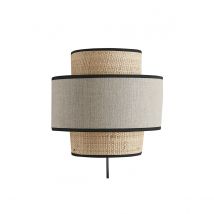 Applique murale bi-matière en rabane et lin H24 cm LITCHI