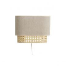 Applique murale en lin beige et cannage rotin naturel H20 cm TIWY