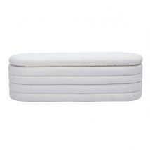 Banc coffre en tissu effet laine bouclée blanc L125 cm NAVY