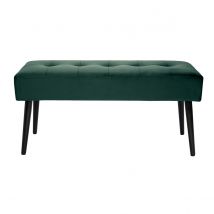 Banc design capitonné en tissu velours vert foncé et métal noir L96 cm GUESTA