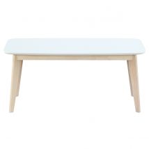 Banc scandinave blanc et bois clair L100 cm LEENA