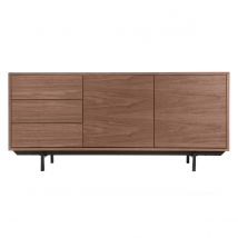 Buffet vintage en bois foncé noyer 2 portes 3 tiroirs L160 cm MANNY