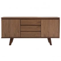 Buffet vintage en bois noyer 2 portes 3 tiroirs L160 cm FIFTIES