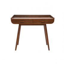 Bureau scandinave bois foncé avec rangements 2 tiroirs L100 cm HALLEN