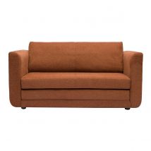 Canapé convertible 2 places en tissu effet velours texturé terre brûlée LEON