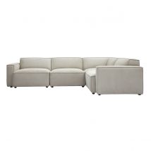Canapé d'angle modulable 5 places en tissu effet velours texturé beige SPLIT