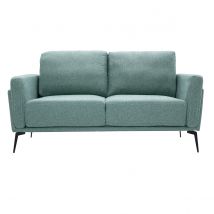 Canapé design 2 places en tissu vert de gris et métal noir MOSCO