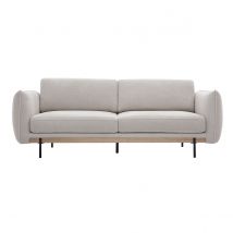 Canapé design 3 places en tissu chenille beige et métal noir TODD