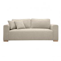 Canapé design 3 places en tissu effet velours texturé beige PEPPER
