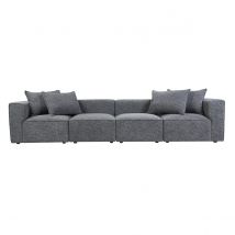 Canapé modulable 5 places en tissu chiné gris foncé KERRY