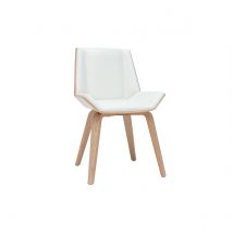 Chaise design blanc et bois clair MELKIOR