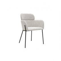 Chaise design en tissu velours chenille beige et métal noir TULUM