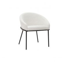 Chaise design en tissu velours chenille blanc cassé et métal noir JENNA