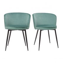 Chaises design en tissu velours vert céladon et métal noir (lot de 2) SERIF