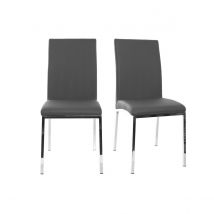 Chaises design gris et métal acier chromé (lot de 2) SIMEA