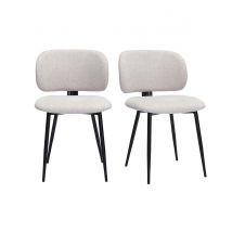 Chaises en tissu effet velours texturé beige et métal noir (lot de 2) ATRIUM