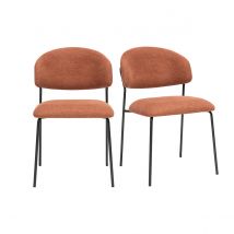 Chaises en tissu effet velours texturé terre brûlée et métal noir (lot de 2) BENTA