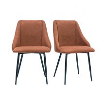 Chaises en tissu effet velours texturé terre brûlée et métal noir (lot de 2) HIGGINS