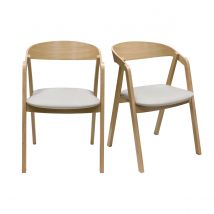 Chaises scandinaves empilables en bois clair chêne et tissu beige (lot de 2) LOVA