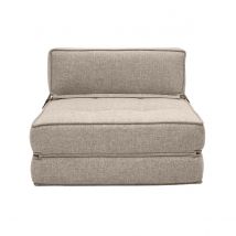 Chauffeuse 1 place convertible en tissu taupe KATY