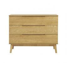 Commode scandinave bois clair chêne 3 tiroirs L90 cm FELIX