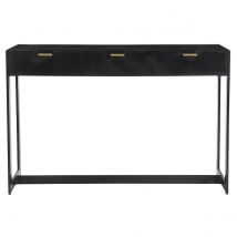 Console design avec rangements 3 tiroirs noire et métal L115 cm AVIDAN