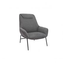 Fauteuil design en tissu effet velours texturé gris foncé et métal noir MARCEAU