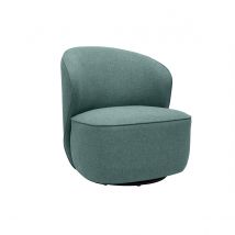 Fauteuil design pivotant en tissu vert de gris AMBER