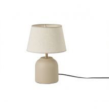 Lampe à poser taupe en céramique mate et abat-jour en lin H35 cm SIMAO