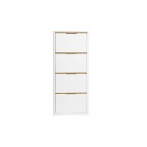 Meuble à chaussures 4 portes finition blanc laqué brillant L68 cm KIRK