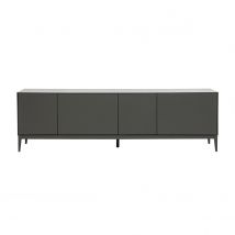 Meuble TV design gris laqué brillant avec rangements L180 cm GRAY