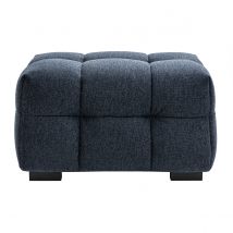 Pouf repose-pieds design en tissu effet velours texturé bleu foncé CORTO