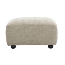 Pouf repose pieds en tissu effet velours texturé beige JOYA