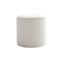 Pouf rond en tissu effet laine bouclée blanc D40 cm PAUL