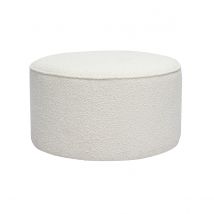 Pouf rond en tissu effet laine bouclée blanc D70 cm PAUL