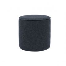 Pouf rond en tissu effet velours texturé bleu foncé D40 cm PAUL
