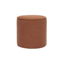 Pouf rond en tissu effet velours texturé terre brûlée D40 cm PAUL