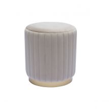 Pouf rond en velours taupe et métal doré D40 cm DONA