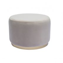 Pouf rond en velours taupe et métal doré D54 cm AMAYA