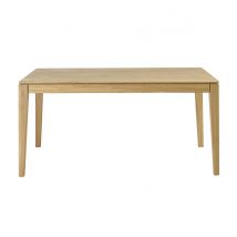 Table à manger rectangulaire extensible rallonge intégrée en bois clair chêne massif L160-245 cm NELYA