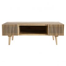 Table basse avec portes coulissantes bois manguier massif ALBA