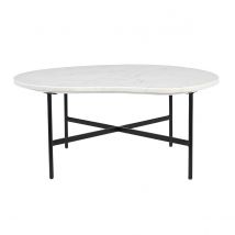 Table basse design en marbre blanc et métal noir L80 cm SASSO