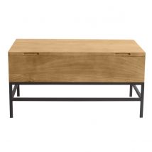 Table basse relevable industrielle bois manguier massif et métal noir L90 cm YPSTER