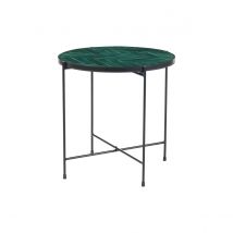 Table basse ronde en céramique vert foncé et métal noir D50 cm KOTTA