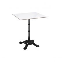 Table bistrot carrée en pierre minérale et métal noir L60 cm CONTY