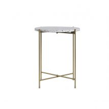 Table d'appoint design ronde en terrazzo et métal doré D40 cm MEZZO