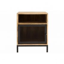 Table de chevet avec rangements industriel bois manguier massif et métal perforé RACK