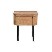 Table de chevet en bois massif et métal noir avec tiroir NAPOLI