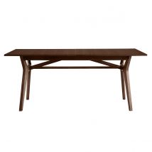 Table extensible rallonges intégrées rectangulaire bois foncé noyer L180-220 cm FOSTER
