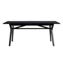 Table extensible rallonges intégrées rectangulaire en bois noir L180-220 cm FOSTER